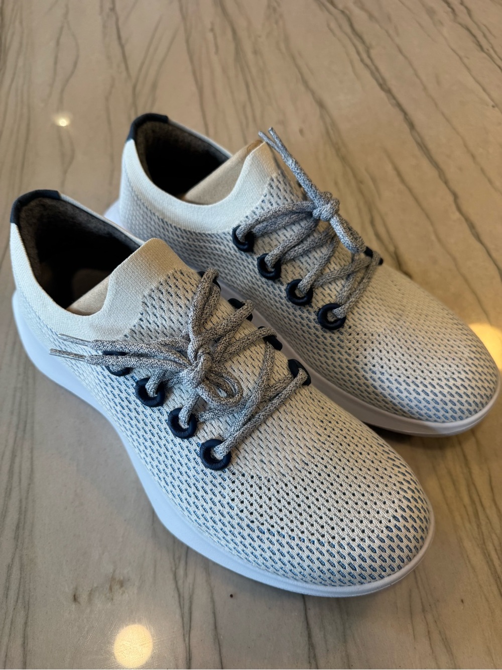 Men's Lightweight Tree Dashed Knit Athletic Sneakers - White/Blue